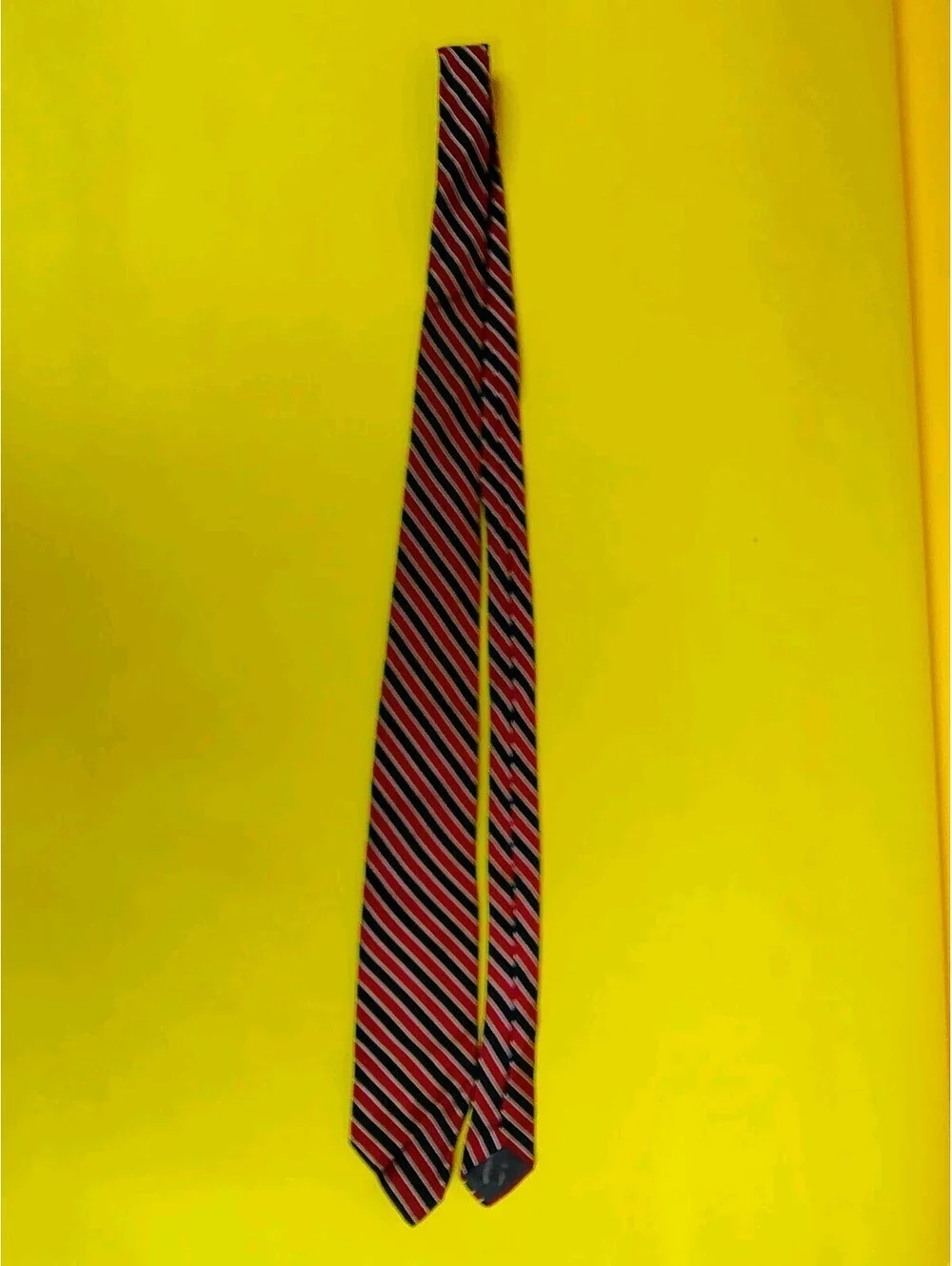 Vintage London 400 100% Silk Navy Blue Gray White Striped Repp Tie Made in USA